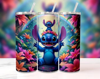 Paquete de envoltorios para vasos Stitch / Diseños PNG de sublimación de Lilo & Stitch de 20 oz / Envoltorios para vasos de uso comercial para manualidades DIY