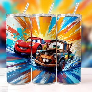 Lightning McQueen & Mater Tumbler - Disney Cars Movie Cup, Kids Drinkware, Pixar Racing Cup, Collectible Gift for Cars Fans