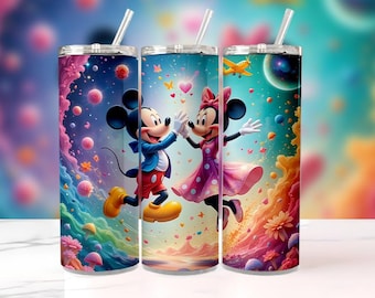 Mickey Mouse Tumbler Wrap PNG | 20oz Skinny Watercolor Disney Design | High-Res Sublimation File | Instant Digital Download