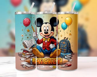 Vaso de dibujos animados de Mickey Mouse, vajilla personalizada de Disney para niños, regalo de regreso a clases, taza colorida y divertida, accesorio para fanáticos de Mickey