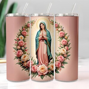 Virgin of Guadalupe 20oz Skinny Tumbler Wrap Sublimation Design PNG - Instant Digital Download for Tumbler DIY Sublimation Projects image 1