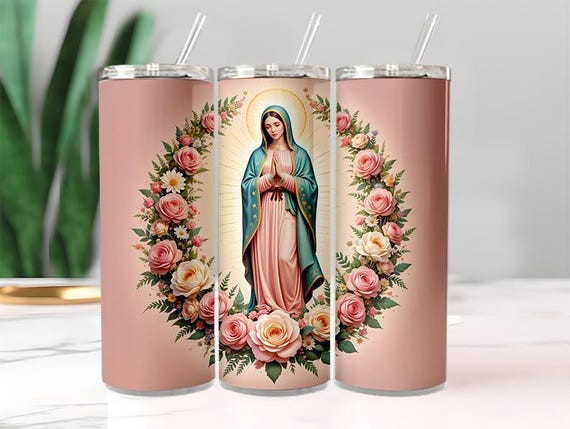 Virgin of Guadalupe 20oz Skinny Tumbler Wrap Sublimation Design PNG - Instant Digital Download for Tumbler DIY Sublimation Projects