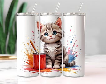 Cute Kitten Clipart PNG | Watercolor Cat Sublimation Design | Cartoon Cat Digital Download for Cricut, Crafts & DIY Projects