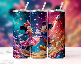 Mickey Mouse Tumbler Wrap PNG | 20oz Skinny Watercolor Sublimation Design | High-Res Digital Download | Disney Cup Wrap File