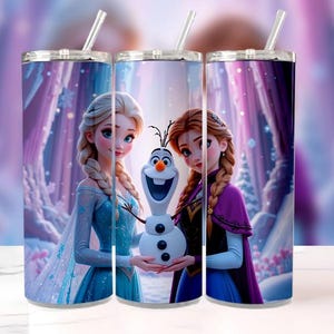 Elsa and Anna Frozen Tumbler Wrap PNG | Watercolor Splash 20oz Sublimation Design | Digital Download for Cricut & Cup Press Projects