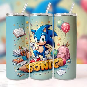 Personalized Sonic Tumbler, Kids Drinkware, Back to School Cup, Sonic Fan Gift, Colorful Cartoon Tumbler for School & Play