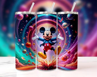 Mickey Mouse Tumbler Wrap PNG | 20oz Skinny Watercolor Disney Design | High-Res Sublimation File | Instant Digital Download