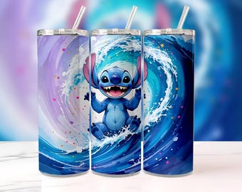 3D söt söm tumbler wrap PNG, 20oz skinny splash sublimeringsdesign, digital nedladdning, Disney Alien tumblerkonst för Cricut
