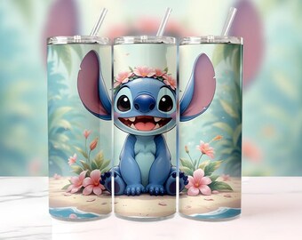 Paquete de envoltorios para vasos Stitch / Diseños PNG de sublimación de Lilo & Stitch de 20 oz / Envoltorios para vasos de uso comercial para manualidades DIY