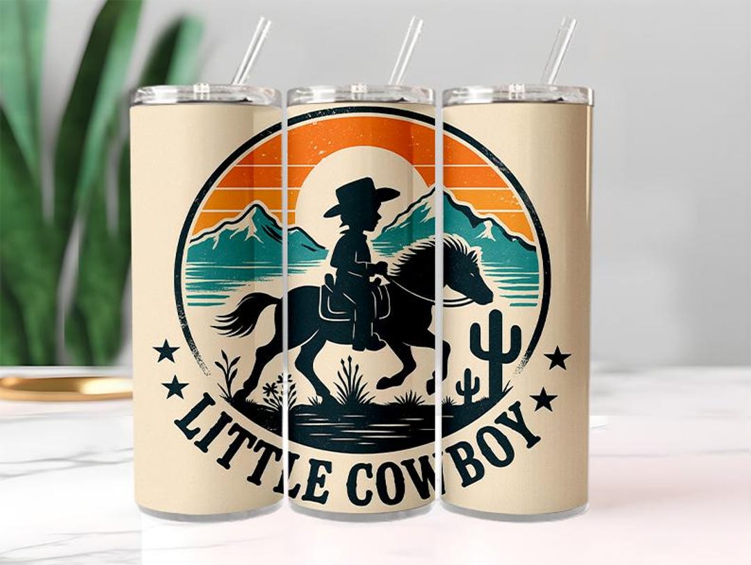 Little Cowboy Tumbler Wrap 20 Oz, Horse Western Retro Sublimation ...