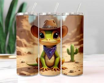 Graziosa lucertola da cowboy in formato PNG / Disegno a sublimazione di un cucciolo di geco occidentale / Illustrazione di un rettile con grandi occhi / Download digitale per lavoretti