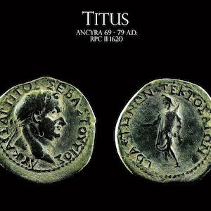 Roman Caesar Titus AE26 minted in Ancyra 69 - 79 A.D. under Vespasian