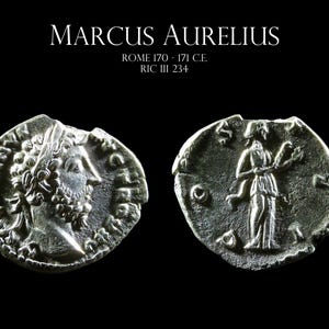 Roman Emperor Marcus Aurelius AR denarius minted in Rome 170 - 171 C.E.