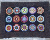 Primitive Antique Penny Rug Hooking Kit with cut wool fabric strips by Sharon Perry FREE DOMESTIC SHIPPING