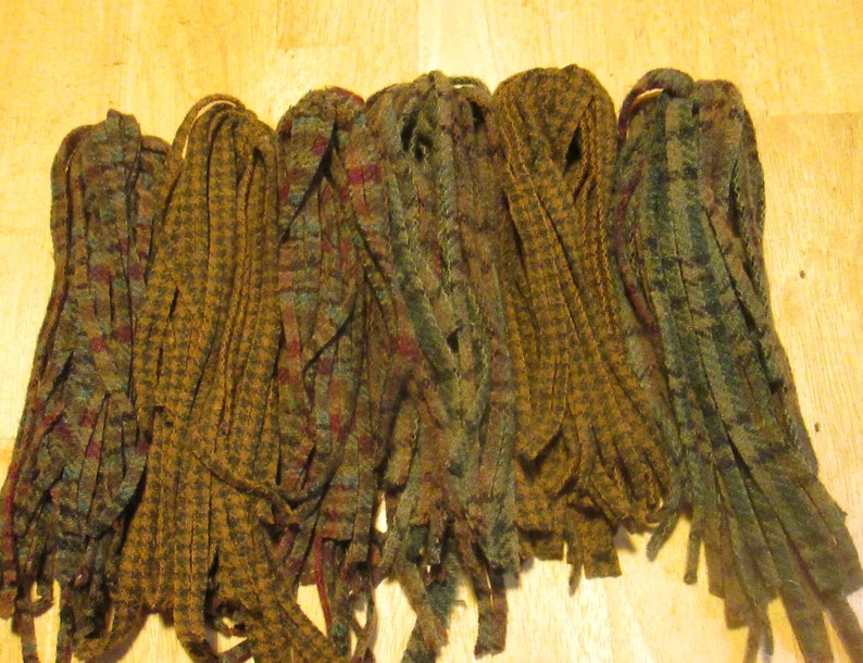 150 #6 Greens and Mustard Plaids Rug hooking or punch needle woo 150 #6 Greens and Mustard Plaids Rug hooking or punch needle woo