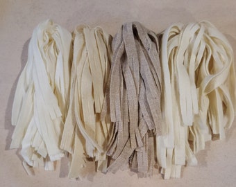 200 #8 White, naturals and oatmeal rug hooking or punch needle wool fabric strips