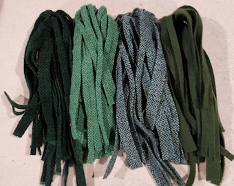 100 #8 Grassy Greens  felted rug hooking or punch needle wool fabric strips
