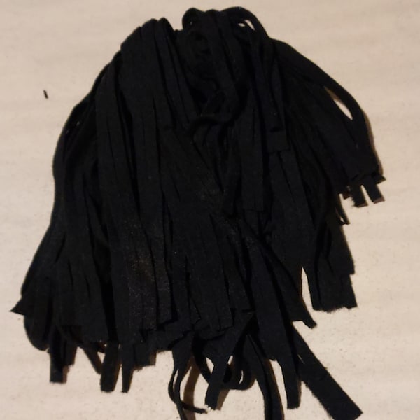 100 #8 Dorr Pitch Black felted rug hooking or punch needle wool fabric strips
