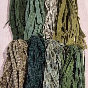 200 #6 Eight greens variety mix Felted Rug hooking or punch needle wool fabric strips