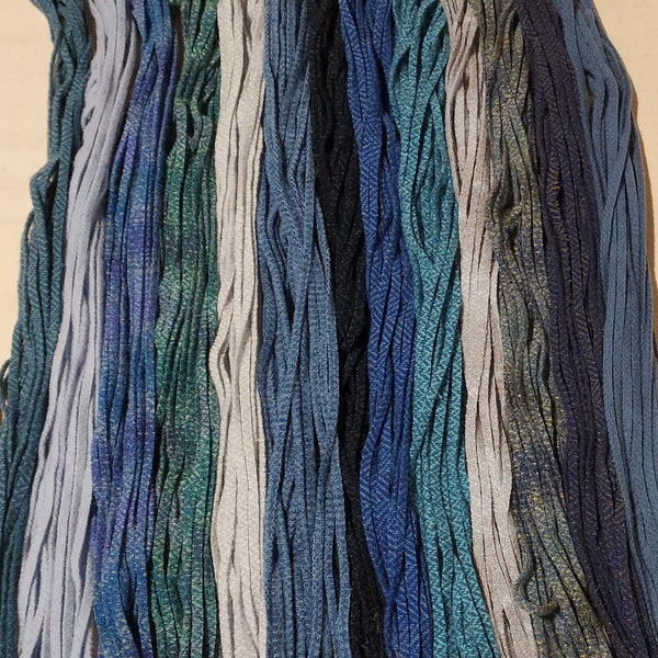 200 #4  Multiple mix of blues Felted Rug Hooking or Punch Needle Hooking Wool Fabric Strips
