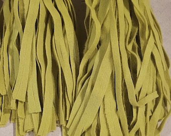 50 Chartreuse felted rug hooking or punch needle wool fabric strips in sizes  #6, or #8