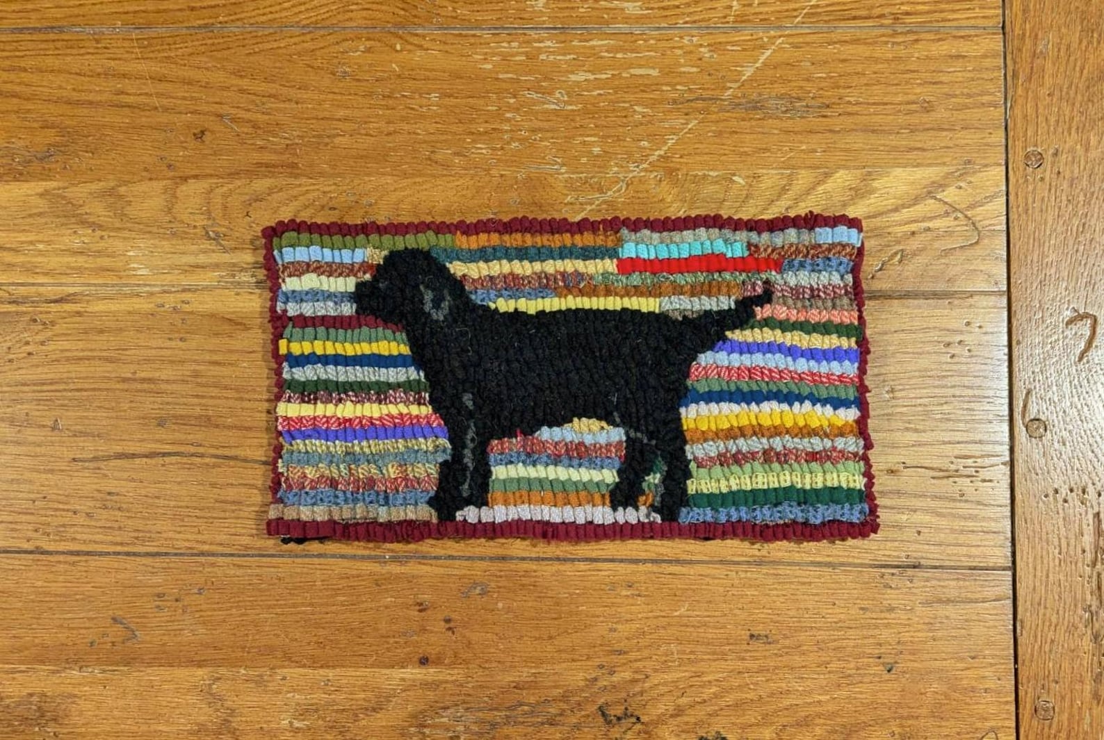 Labrador Hand Hooked Rug Black Labrador Dog Beginner Primitive Rug Hooking Kit With Cut Wool ...