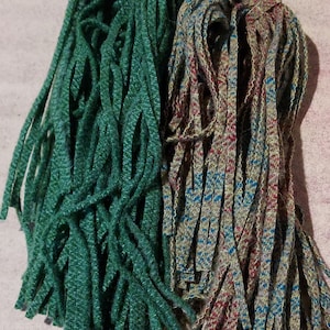 100 #4 Over dyed kelly green and mixed citrus stripe Felted Wool  Fabric Strips for Rug Hooking or Punch Needle