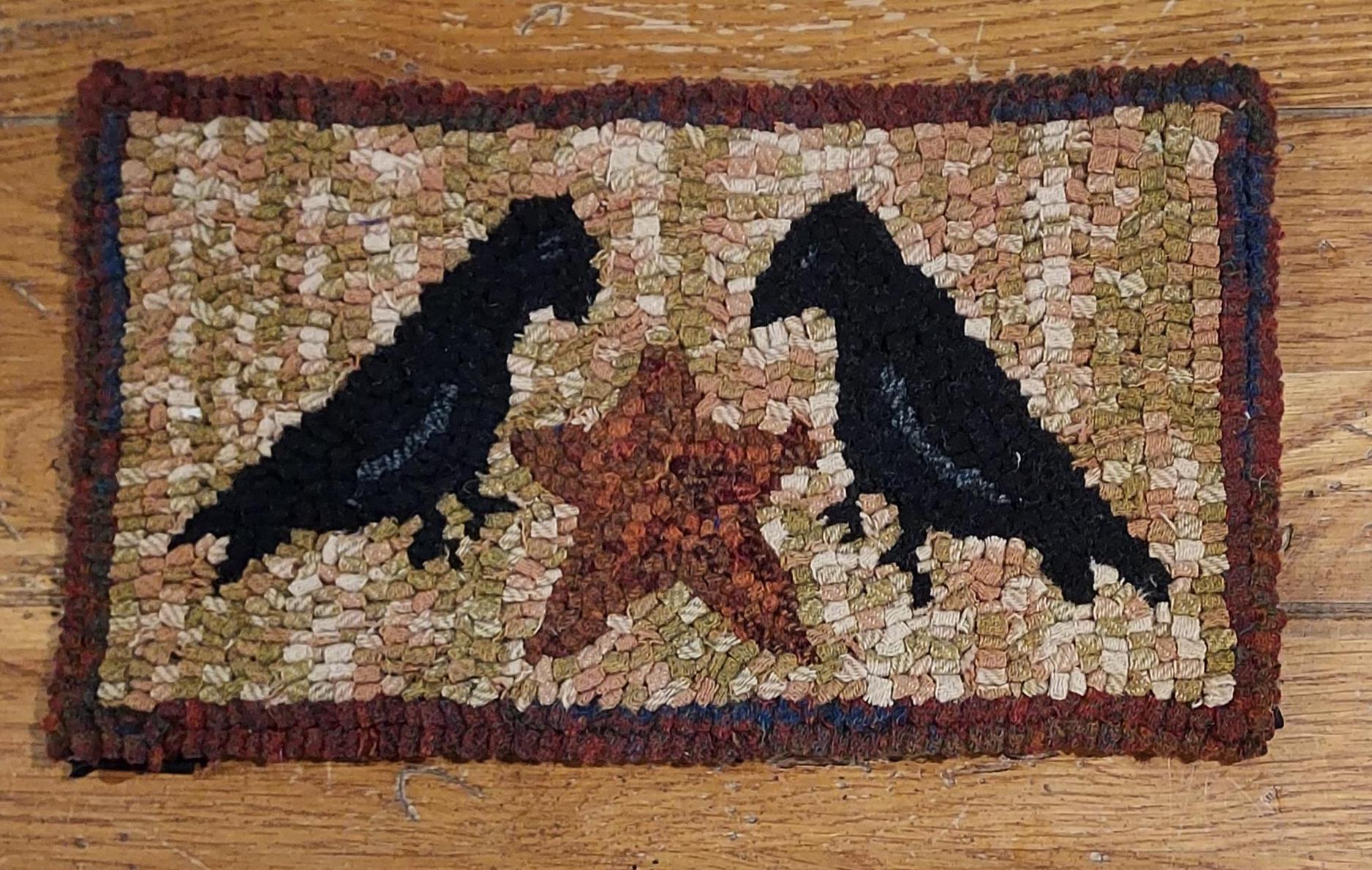 Crows With Rusty Star Rug Hooking Kit With #8 Cut Wool Fabric Strips on ...