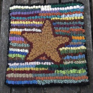 Beginner Star Primitive Rug Hooking Kit With #6 Cut Wool Strips and Rug ...