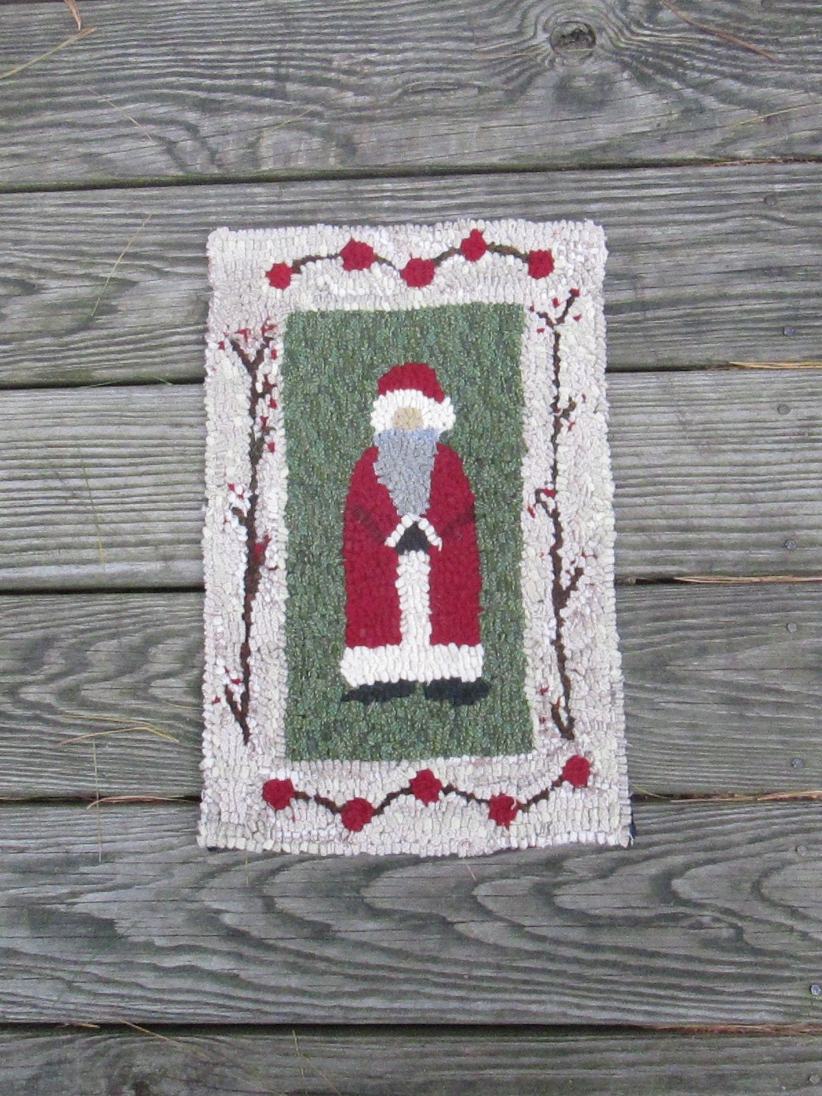 Father Christmas Primitive Rug Hooking Kit With 8 Cut Wool Etsy