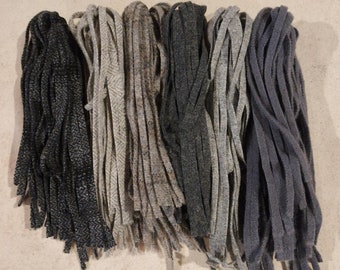 150 #6 Six Light, Medium & Dark Grays Felted Rug hooking or punch needle wool fabric strips