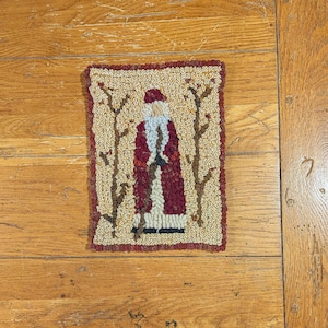 Beginnersset kerstman primitief tapijt met gesneden wollen stroken van Sharon Perry