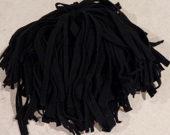 200 #8 Pitch Black Rug hooking or punch needle wool fabric strips