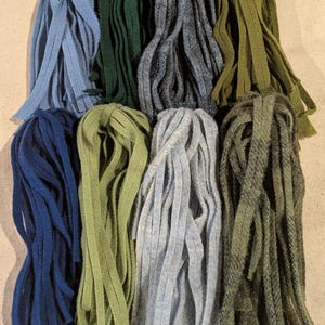 200 #6 The best of both blues and greena Felted Rug hooking or punch needle wool fabric strips