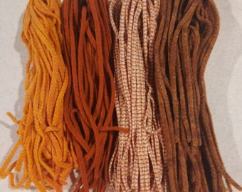 100 #4  Oranges & Rusts Felted Wool  Fabric Strips for Rug Hooking or Punch Needle