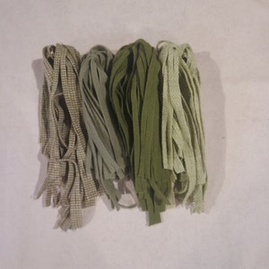 100 #8 Four  Mossy Greens felted rug hooking or punch needle wool fabric strips