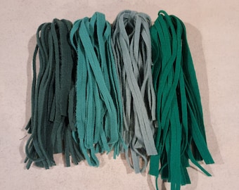 100 #6  Aquas, teals and emerald green felted  Rug hooking or punch needle wool fabric strips