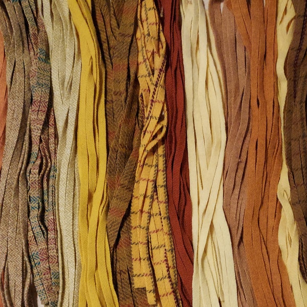 150 #8 All the yellows, mustards and pumpkins  felted rug hooking or punch needle wool fabric strips