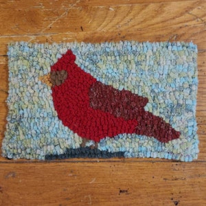 Complete Beginner Cardinal Primitive Rug Hooking Kit with #6  Cut Wool Strips and Moshimer Rug Hook