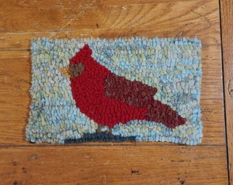 Complete Beginner Cardinal Primitive Rug Hooking Kit with #6  Cut Wool Strips and Moshimer Rug Hook