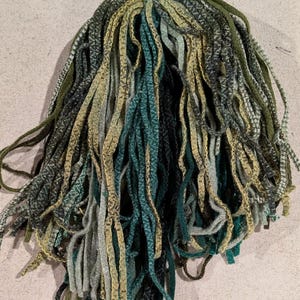 100 #4 Multiple greens grab bag  Felted Wool  Fabric Strips for Rug Hooking or Punch Needle