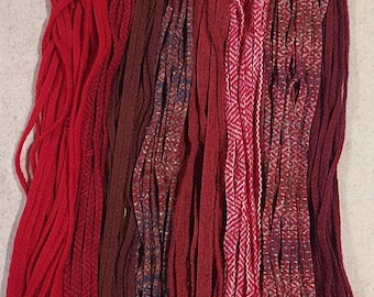 100 #4  Reds for all Seasons Felted Wool  Fabric Strips for Rug Hooking or Punch Needle