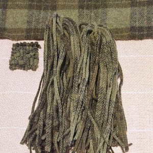 100 #4 (1/8" wide) Country greens plaid Felted Wool  Fabric Strips for Rug Hooking or Punch Needle
