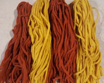 100 #4  Burnt Orange & Zinnia Gold Felted Wool  Fabric Strips for Rug Hooking or Punch Needle
