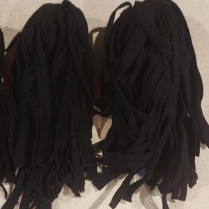 50 Pitch black felted rug hooking or punch needle wool fabric strips in  #6, or #8