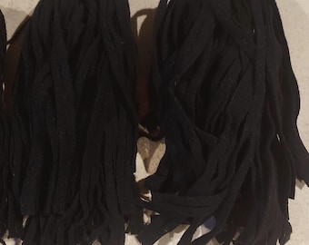 50 Pitch black felted rug hooking or punch needle wool fabric strips in  #6, or #8