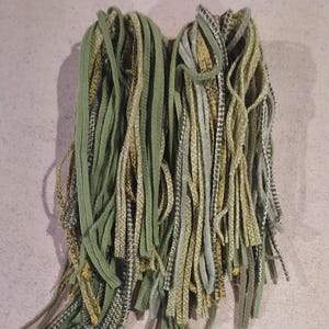100 #4 (1/8" wide) soft greens mixed grab bag Felted Wool  Fabric Strips for Rug Hooking or Punch Needle
