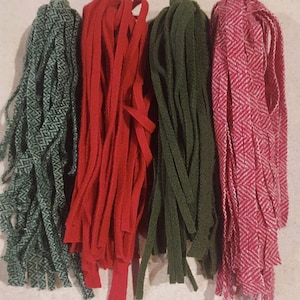 SALE: 100 #6  Candy canes and Christmas Trees felted rug hooking or punch needle wool fabric strips