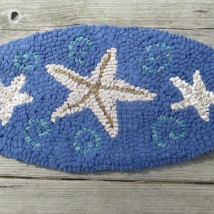 Kit de gancho para alfombra primitiva ovalada de tres estrellas de mar con tiras de lana cortadas del n.° 8