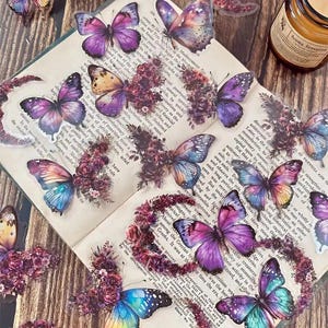 30 adesivi vintage a forma di farfalla / etichette decorative per scrapbooking, diari e pianificatori in PET estetico